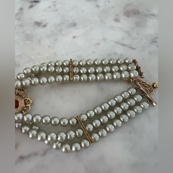 Vintage Kenneth Lane Multi Strand Faux Pearl Choker Elegant Gold and Pearl - Picture 7 of 7